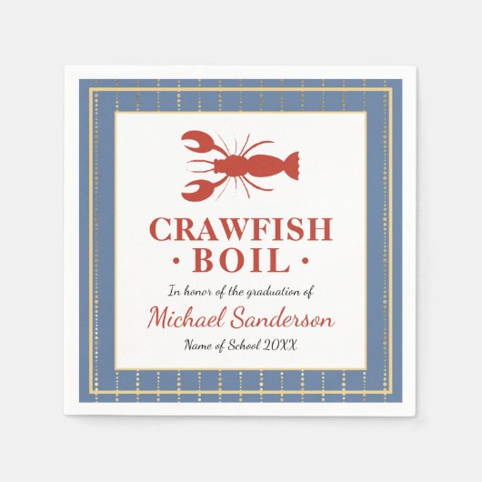 Crawfish Boil Seafood Blue Graduation Party Servet (Voorkant)