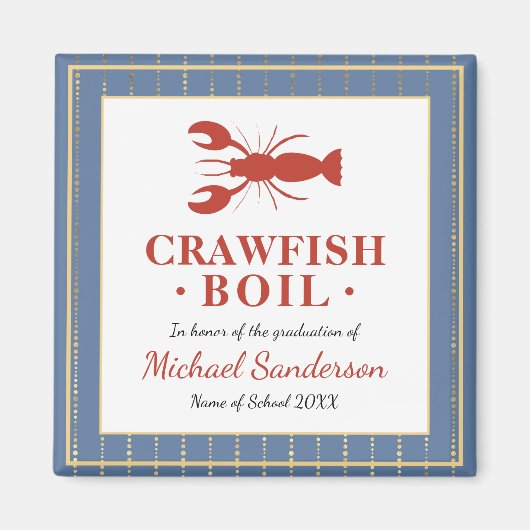 Crawfish Boil Seafood Blue Graduor Party Favor Magneet (Voorkant)