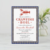 Crawfish Boil Seafood Blue School Graduparty Kaart (Staand voorkant)