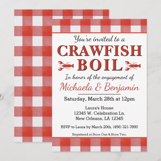 Crawfish Boil Seafood Engagement Party (Voorkant / Achterkant)