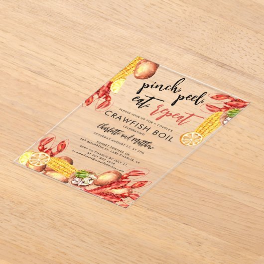 Crawfish Boil Seafood Engagement Party Acryl Uitnodigingen (Laagn)