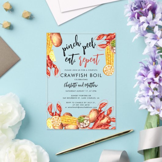 Crawfish Boil Seafood Engagement Party Acryl Uitnodigingen (Insitu (Huwelijk))
