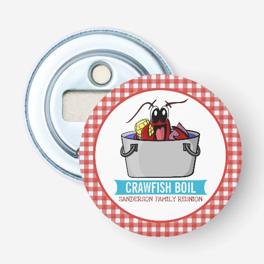 Crawfish Boil Seafood Party Picnic Family Reunion Button Flesopener (Voorkant)