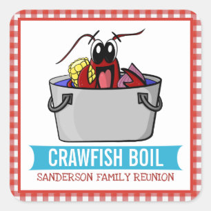 Crawfish Boil Seafood Party Picnic Family Reunion Vierkante Sticker