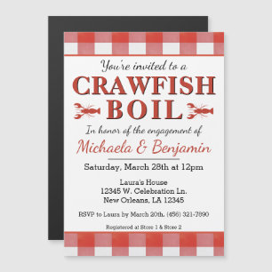 Crawfish Boil Seafood Party Picnic Verloving Magnetische Uitnodiging