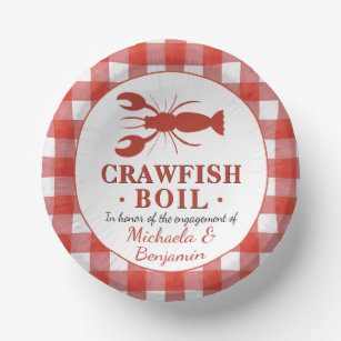 Crawfish Boil Seafood Party Red Picnic Verloving Papieren Kommen