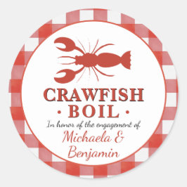Crawfish Boil Seafood Party Red Picnic Verloving Ronde Sticker