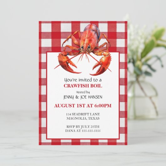 Crawfish Boil Seafood Summer Party Invision Kaart (Staand voorkant)
