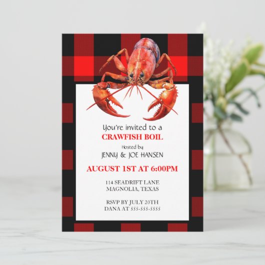 Crawfish Boil Seafood Summer Party Invision Kaart (Staand voorkant)