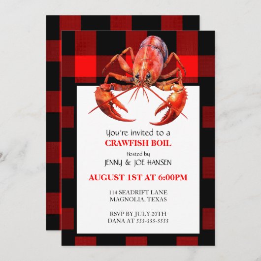 Crawfish Boil Seafood Summer Party Invision Kaart (Voorkant / Achterkant)