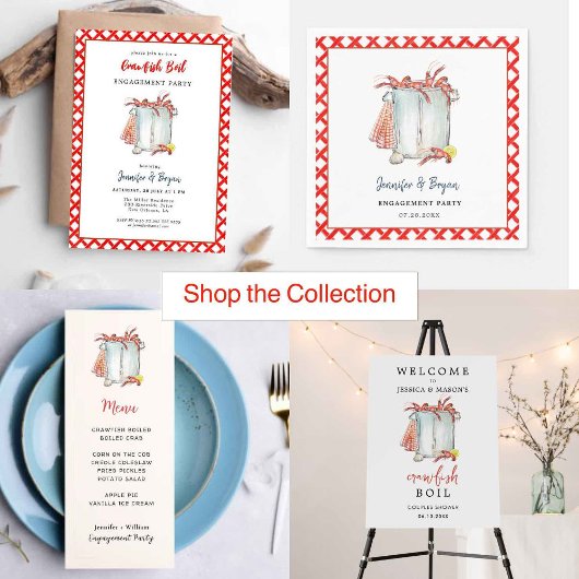 Crawfish Boil Seafood verlovingsfeest uitnodiging
