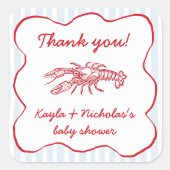 Crawfish Boil Southern Red & Blue Baby shower Vierkante Sticker (Voorkant)