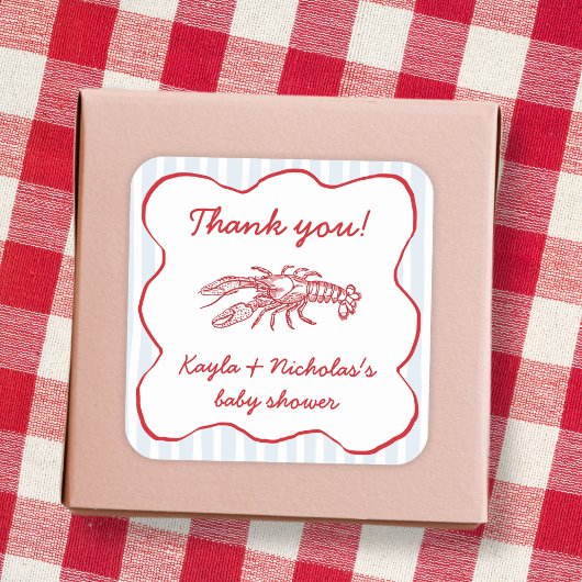 Crawfish Boil Southern Red & Blue Baby shower Vierkante Sticker