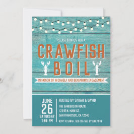 Crawfish Boil Special Event Blue Engagement Party Kaart