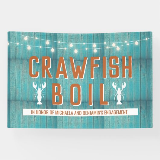 Crawfish Boil Special Event Blue Engagement Party Spandoek (Horizontaal)