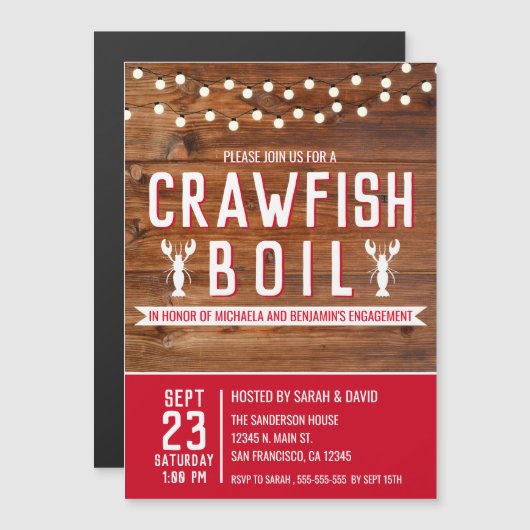Crawfish Boil Special Event Engagement Party Magnetische Uitnodiging (Voorkant / Achterkant)