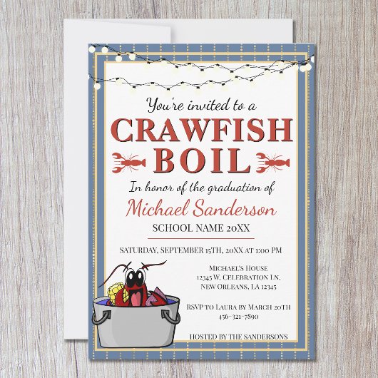 Crawfish Boil Special Event School Afstuderen Kaart