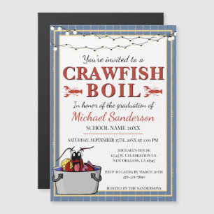 Crawfish Boil Special Event School Afstuderen Magnetische Uitnodiging