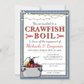 Crawfish Boil Special Event Verloving Blue Gold Magnetische Uitnodiging (Voorkant)