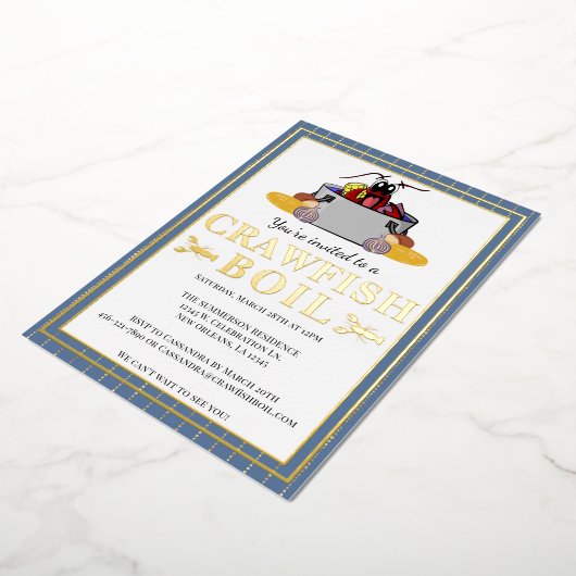 Crawfish Boil Summer Seafood Barbecue Party Folie Uitnodiging (Gedraaid)