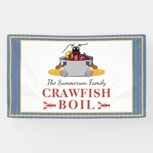 Crawfish Boil Summer Seafood Barbecue Party Spandoek (Horizontaal)