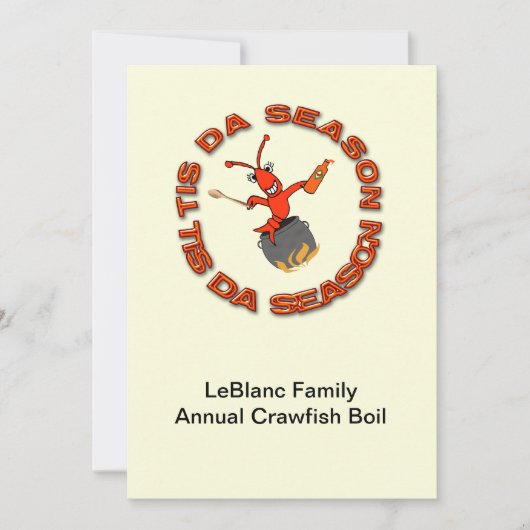 Crawfish Boil Tis Da Seizoenuitvindingen Kaart (Voorkant)