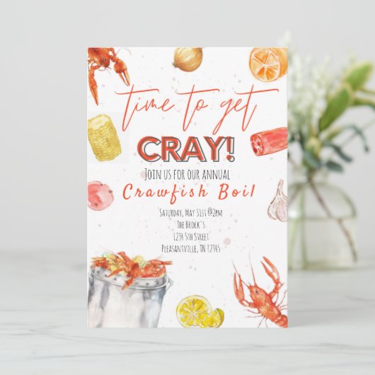 Crawfish Boil-uitnodiging Kaart (Staand voorkant)