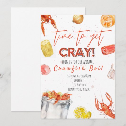 Crawfish Boil-uitnodiging Kaart (Voorkant / Achterkant)