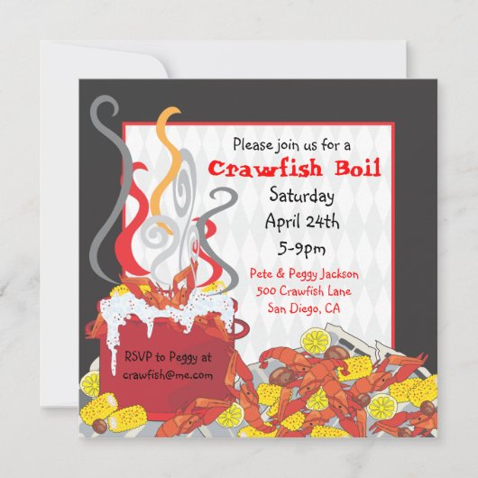 Crawfish Boil-uitnodiging Kaart (Voorkant)