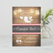 Crawfish boil-uitnodiging Rustisch hout Birthday B Kaart (Staand voorkant)
