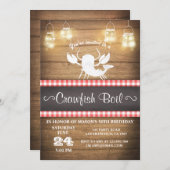 Crawfish boil-uitnodiging Rustisch hout Birthday B Kaart (Voorkant / Achterkant)