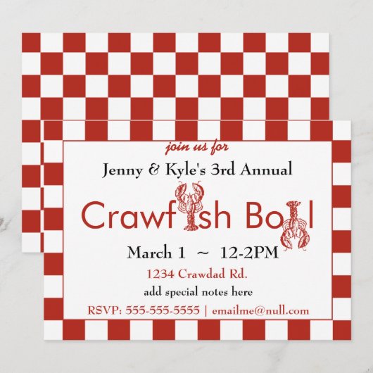 Crawfish Boil uitnodigingen (Voorkant / Achterkant)