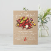Crawfish Boil Verjaardag Kraft Houtsnede Kaart (Staand voorkant)