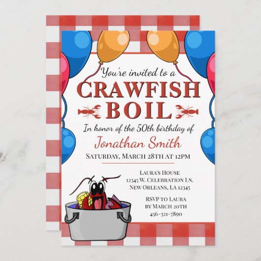Crawfish Boil Verjaardag Special Event Kaart (Voorkant / Achterkant)
