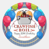 Crawfish Boil Verjaardag Zeevruchten Party Ronde Sticker (Voorkant)