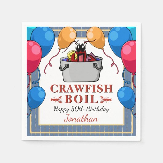 Crawfish Boil Verjaardag Zeevruchten Party Servet (Voorkant)
