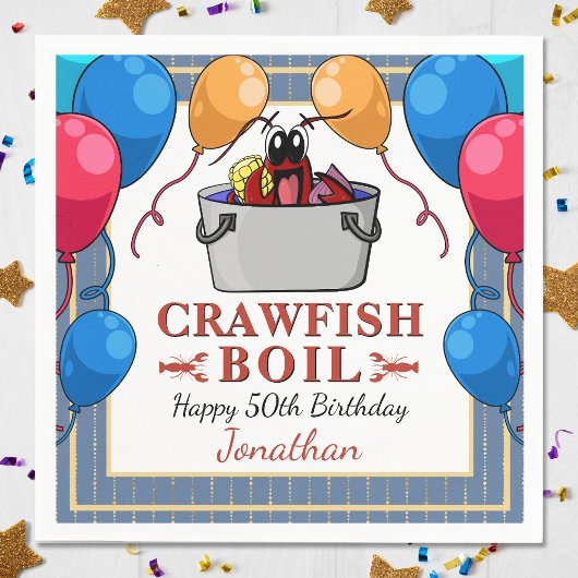 Crawfish Boil Verjaardag Zeevruchten Party Servet
