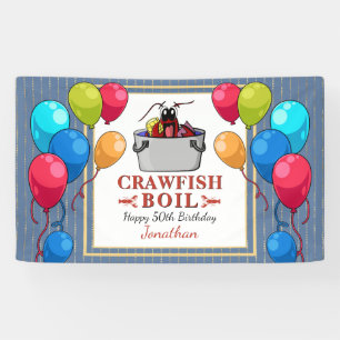 Crawfish Boil Verjaardag Zeevruchten Party Spandoek