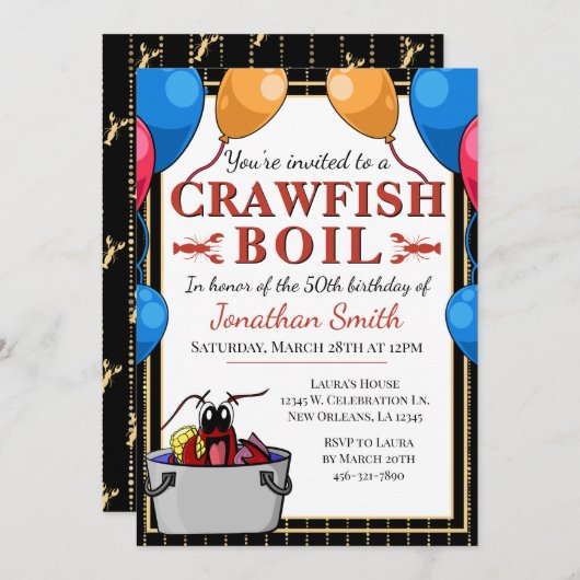 Crawfish Boil verjaardagsfeestje Kaart (Voorkant / Achterkant)