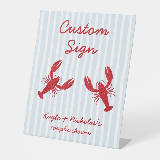 Crawfish Boil Verloving Couples Douche Reclamebord Met Voetstuk (Voorkant)