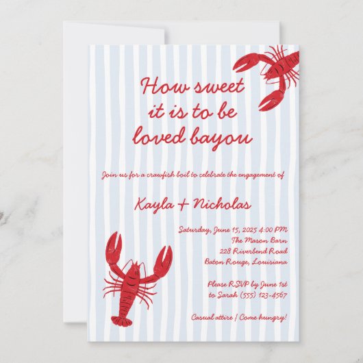 Crawfish Boil Verloving Loved Bayou Kaart (Voorkant)