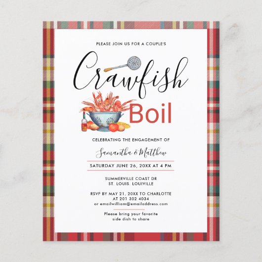 Crawfish Boil Verloving Seafood Party Invitation (Voorkant)