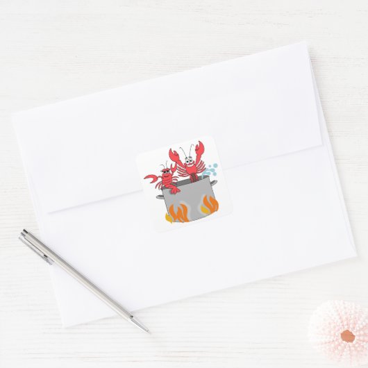 Crawfish Boil Vierkante Sticker (Envelop)