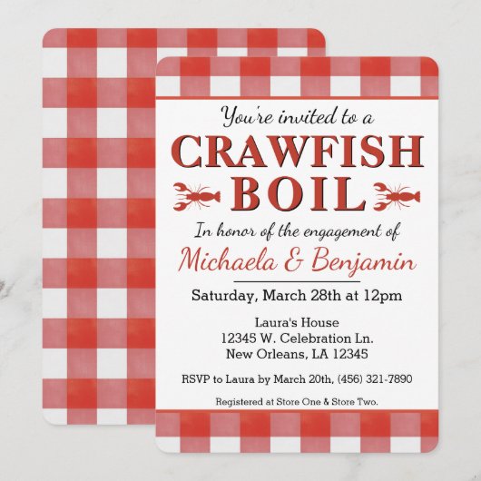 Crawfish Boil Vis Koppels Verlovingsfeest Kaart (Voorkant / Achterkant)