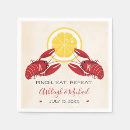 Crawfish Boil Wedding Shower Napkins Monogramed Servet