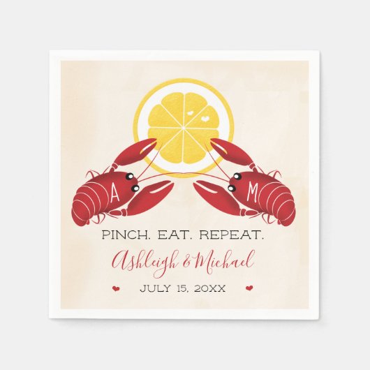 Crawfish Boil Wedding Shower Napkins Monogramed Servet (Voorkant)