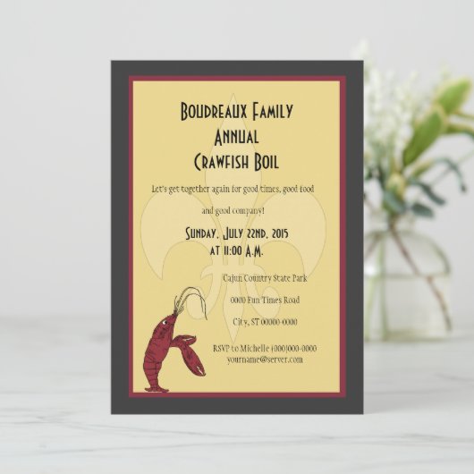 Crawfish Boil with Fleur de Lis Kaart (Staand voorkant)