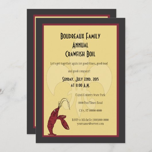 Crawfish Boil with Fleur de Lis Kaart (Voorkant / Achterkant)