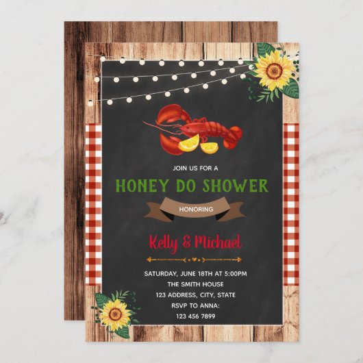 Crawfish boild honing doen douche uitnodiging (Voorkant / Achterkant)