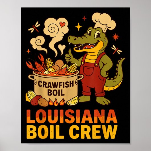 Crawfish Cajun Louisiana Boil Alligator Bayou Retr Poster (Voorkant)
